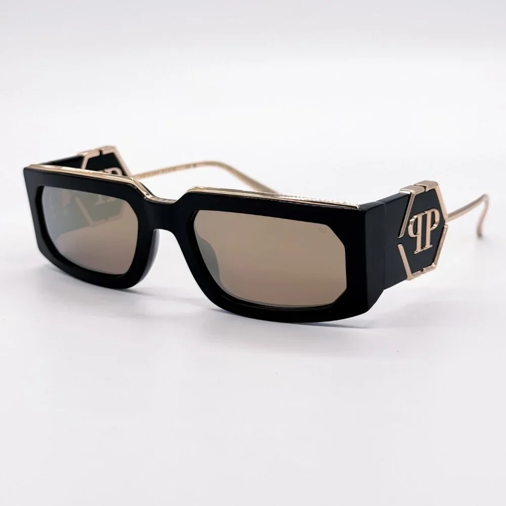 NEW PHILIPP PLEIN ROSE VENUS SPP119M 700G SHINY BLACK MEN SUNGLASSES